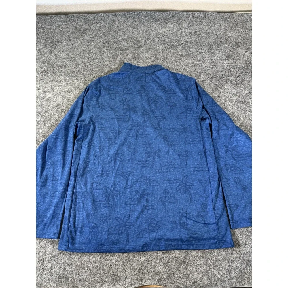 Chubbies Men's Large Blue Tropical Print 1/4 Zip Pullover Performance Golf